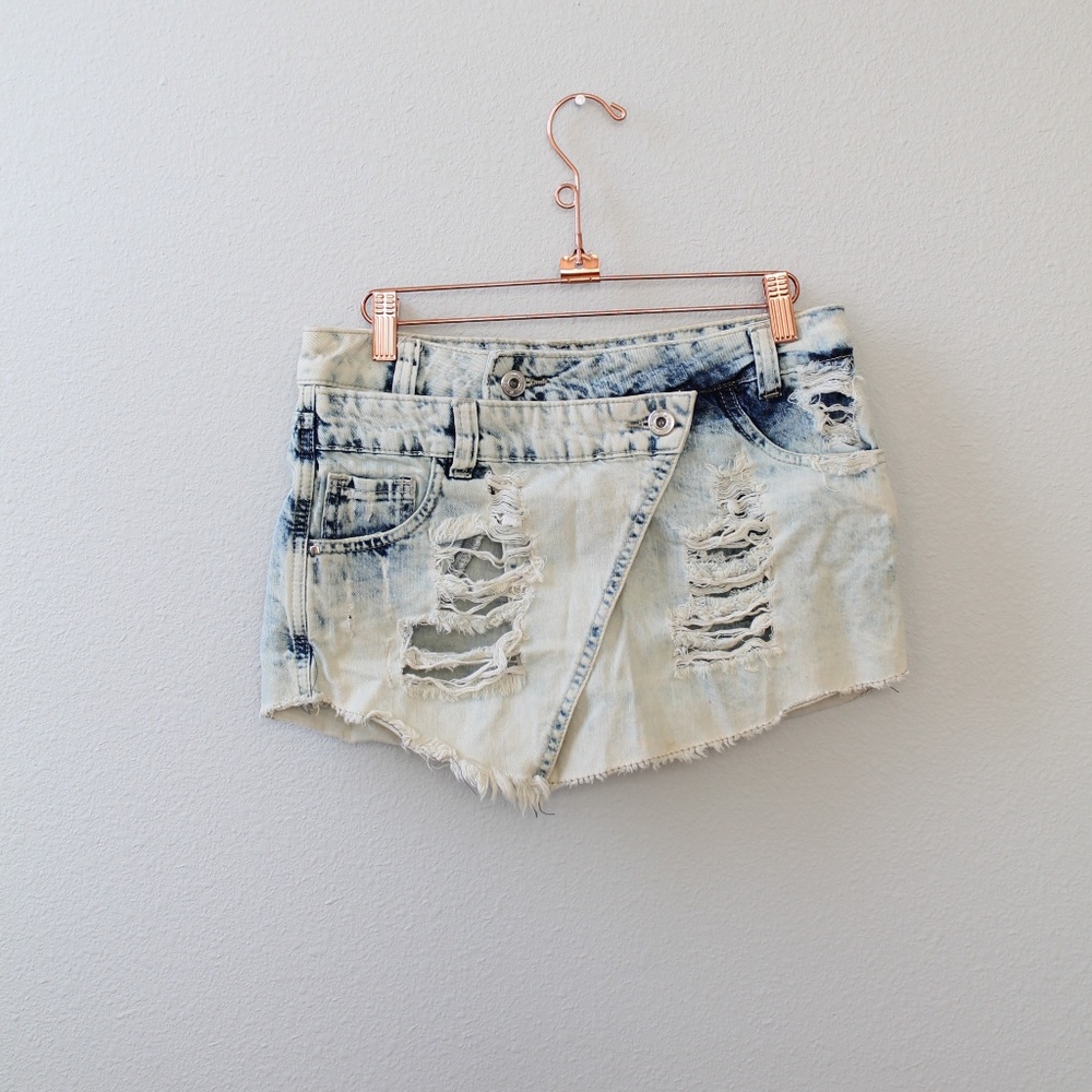 Distressed‎ Jeans Skort Light Denim Casual